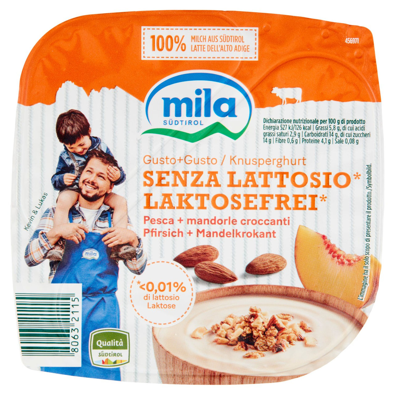mila Gusto Gusto Senza Lattosio* Pesca   mandorle croccanti 150 g