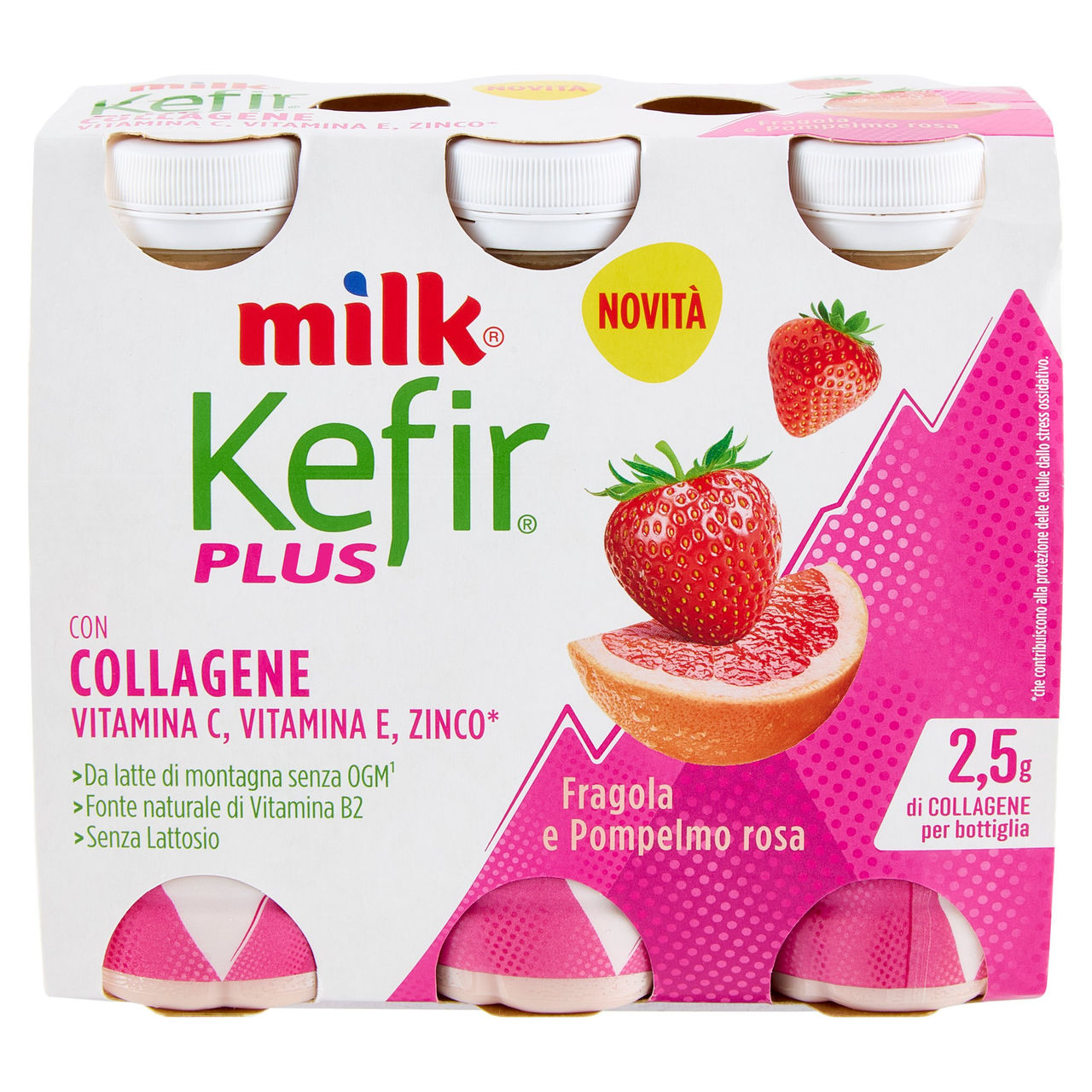 Milk Kefir Plus Collagene Fragola e Pompelmo rosa 6 x 100 g