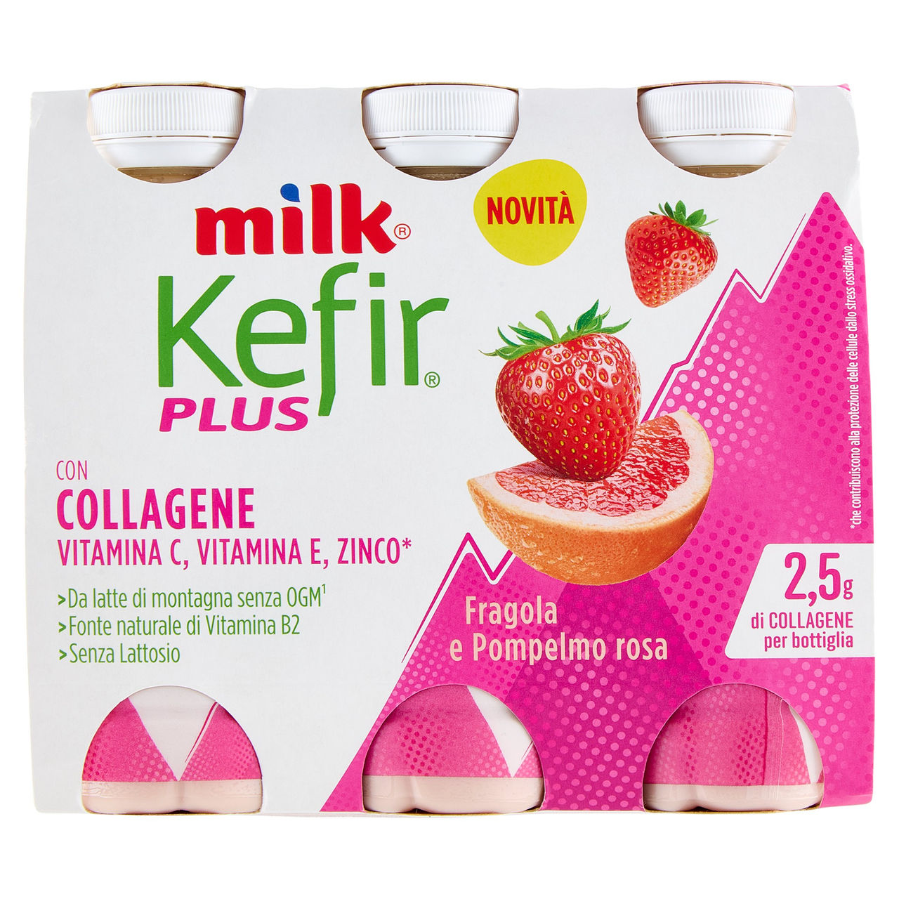 Milk Kefir Plus Collagene Fragola e Pompelmo rosa 6 x 100 g