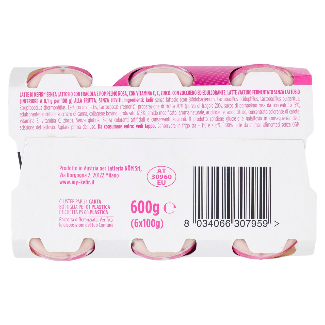 Milk Kefir Plus Collagene Fragola e Pompelmo rosa 6 x 100 g