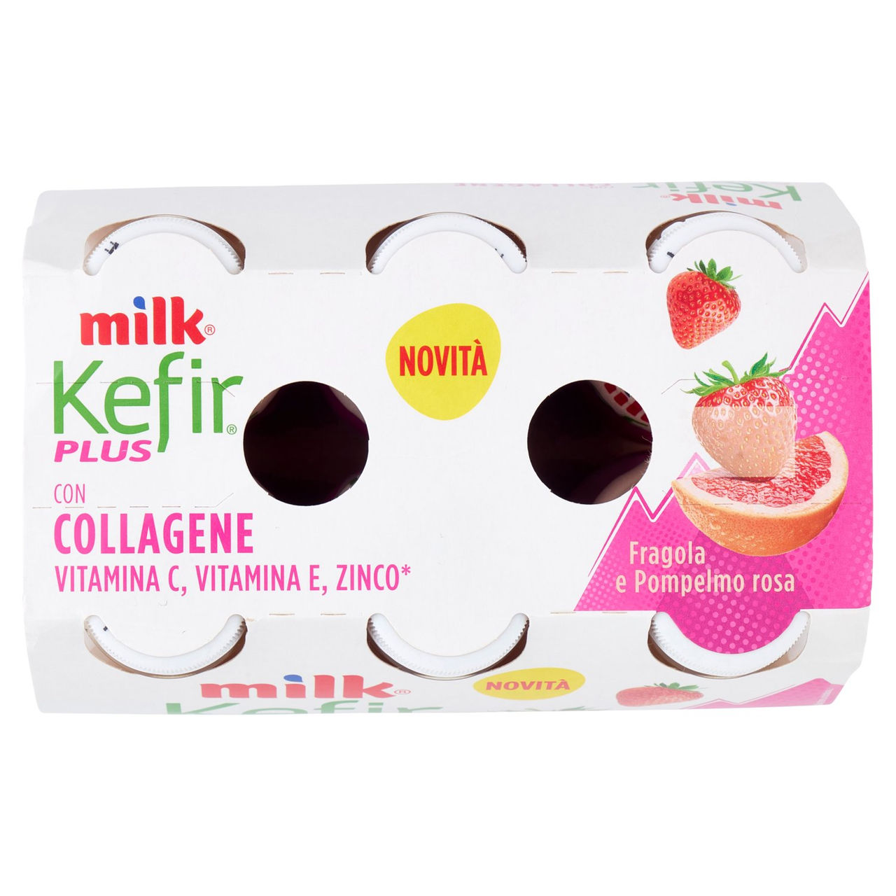Milk Kefir Plus Collagene Fragola e Pompelmo rosa 6 x 100 g