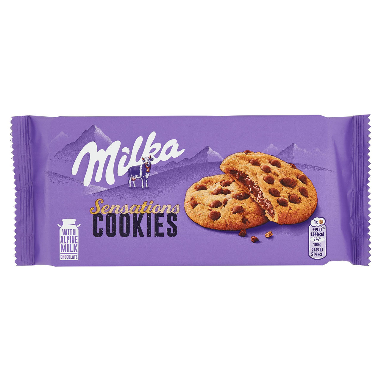 Milka Cookies Sensation, cookies ripieni di cioccolato al latte Milka - 156g
