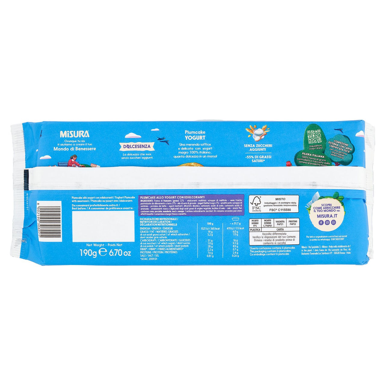 Misura Dolcesenza 6 Plumcake Yogurt 190 g