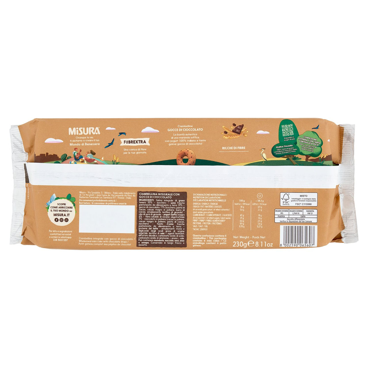 Misura Fibrextra 6 Ciambelline Gocce di Cioccolato 230 g