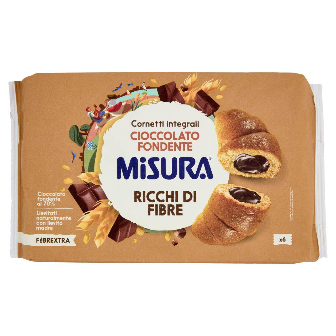Misura Fibrextra 6 Cornetti integrali Cioccolato Fondente 308 g