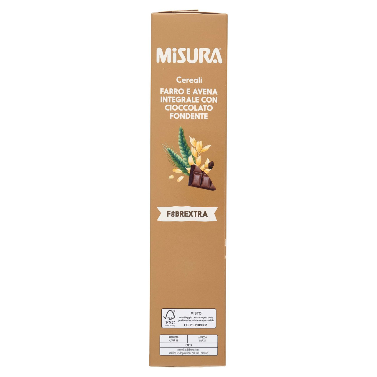Misura Fibrextra Cereali Farro e Avena Integrale con Cioccolato Fondente 300 g