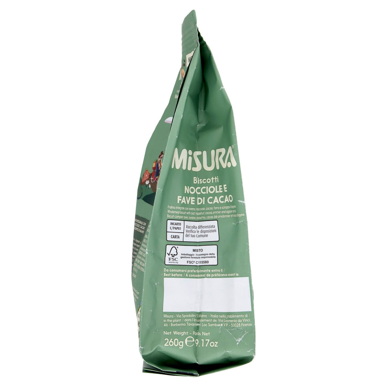 Misura Naturìcca Biscotti Nocciole e Fave di Cacao Plant Based 260 g