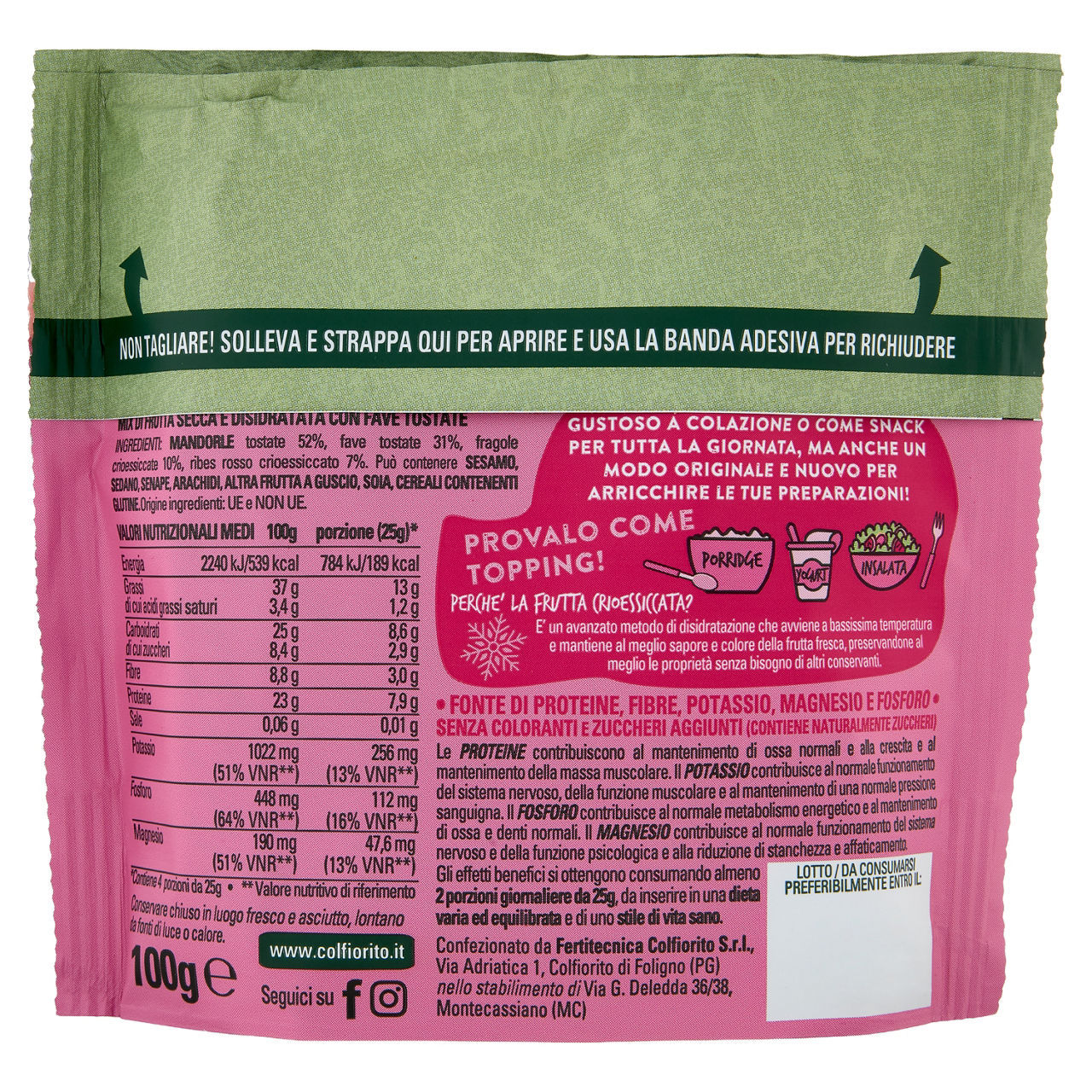 Mix Frutti Rossi e Mandorle Colfiorito  conf. da 100 g
