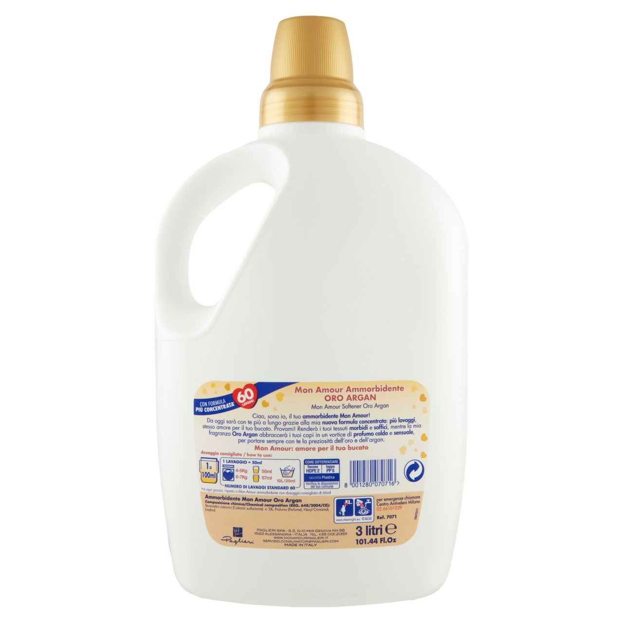 Mon Amour Oro Argan Ammorbidente 3 litri