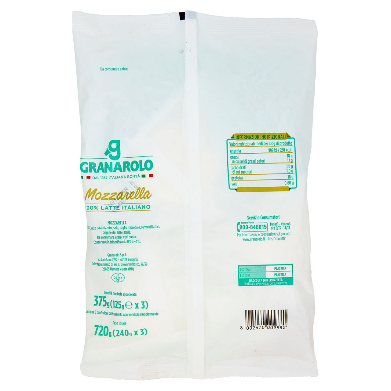 Mozzarella Granarolo  conf. 125 g x 3 pezzi