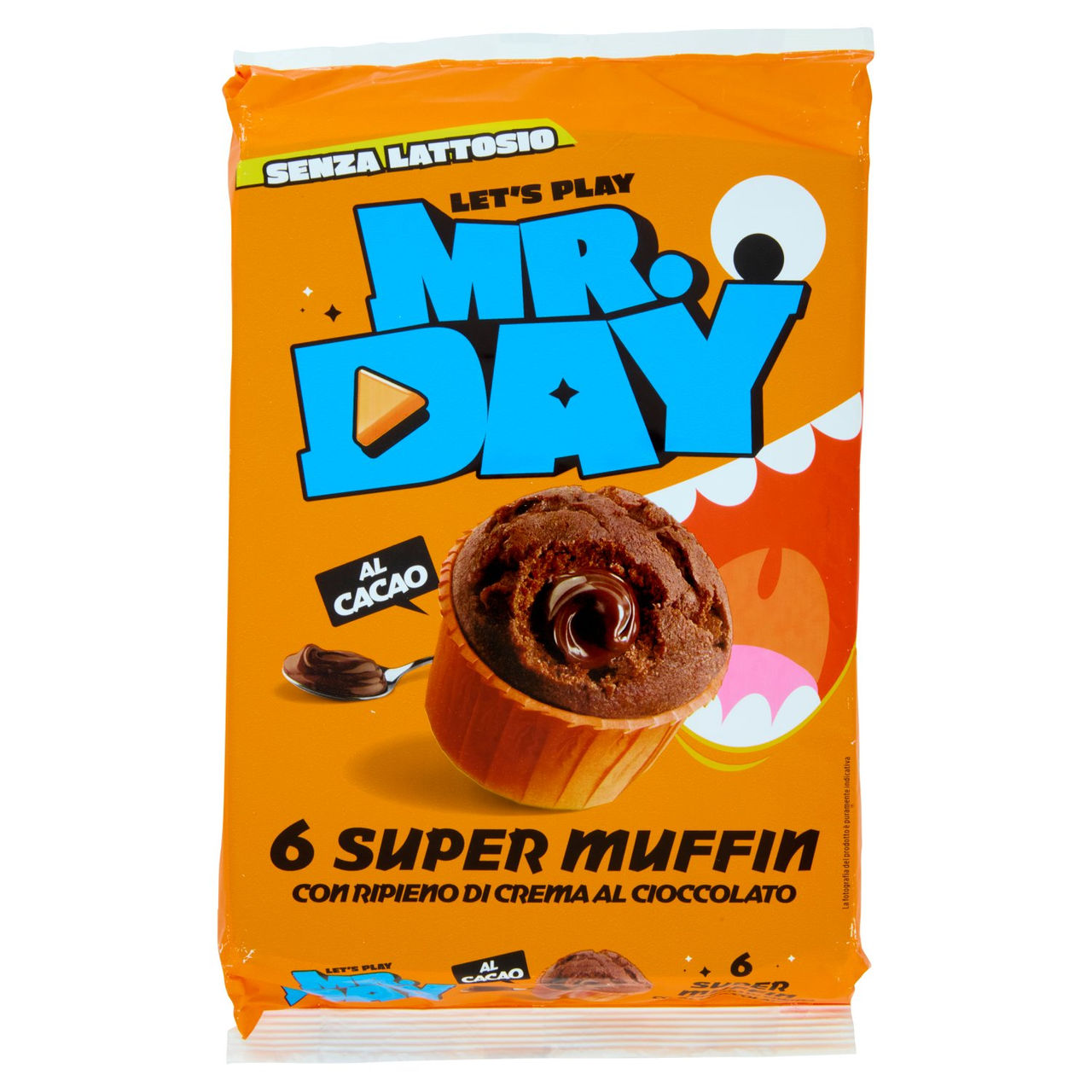 Mr.Day 6 Super Muffin al Cacao con Ripieno di Crema al Cioccolato 6 x 50 g