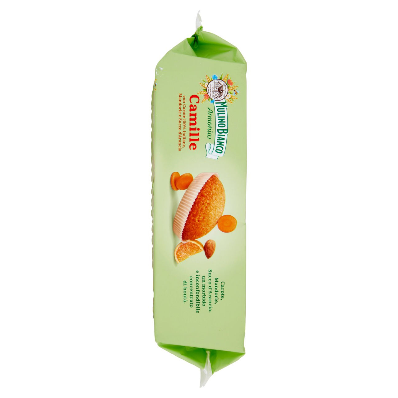 Mulino Bianco Armonia Camille Merenda Ricca di Fibre Carote Mandorle Succo d'Arancia 8 tortine 304g