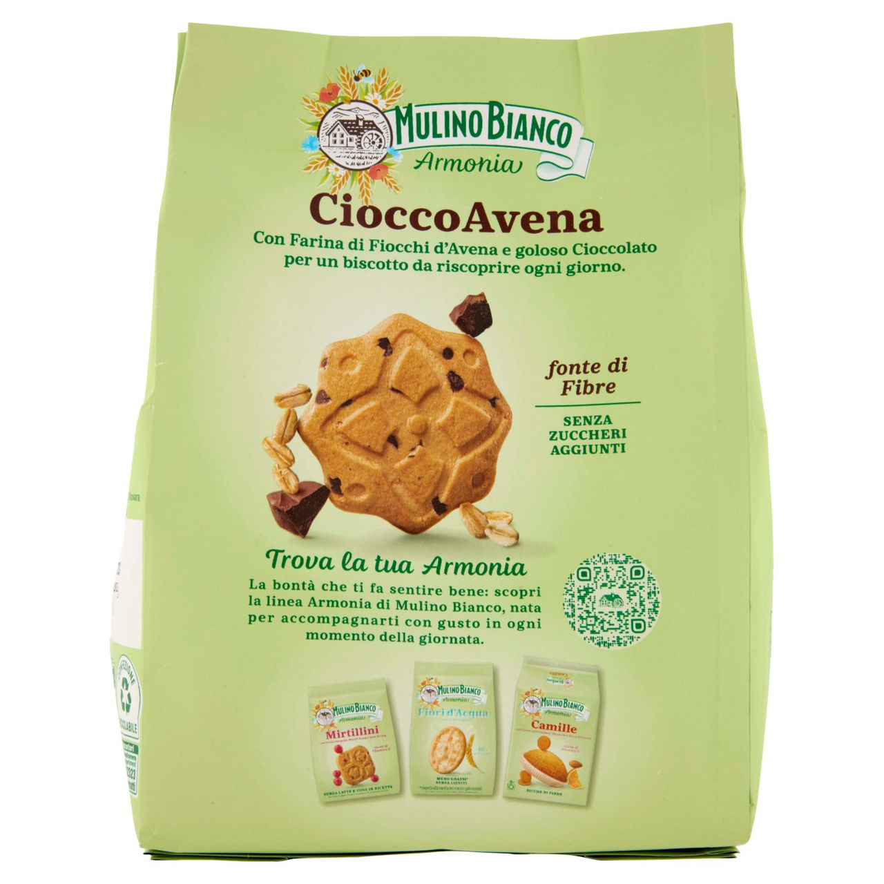 Mulino Bianco Armonia CioccoAvena Biscotti Farina Avena e Cioccolato Senza Zuccheri Aggiunti 270g