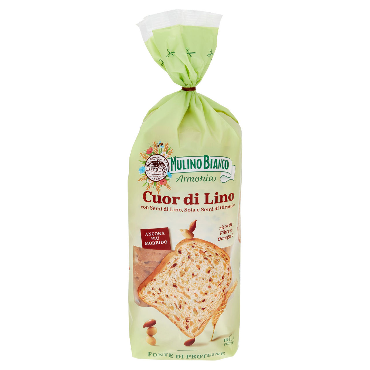 Mulino Bianco Armonia Cuor di Lino Pane Semi di Lino, Soia, Semi di Girasole Fonte di Proteine 400g