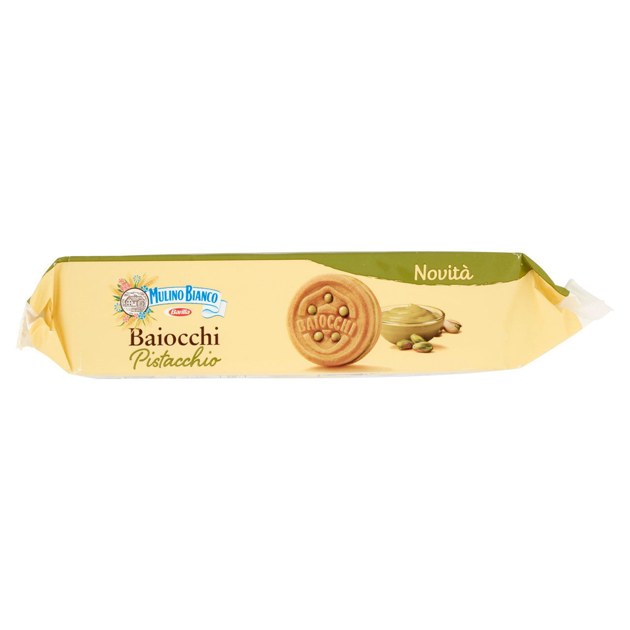 Mulino Bianco Baiocchi Biscotti Snack Farciti con Crema al Pistacchio 168g