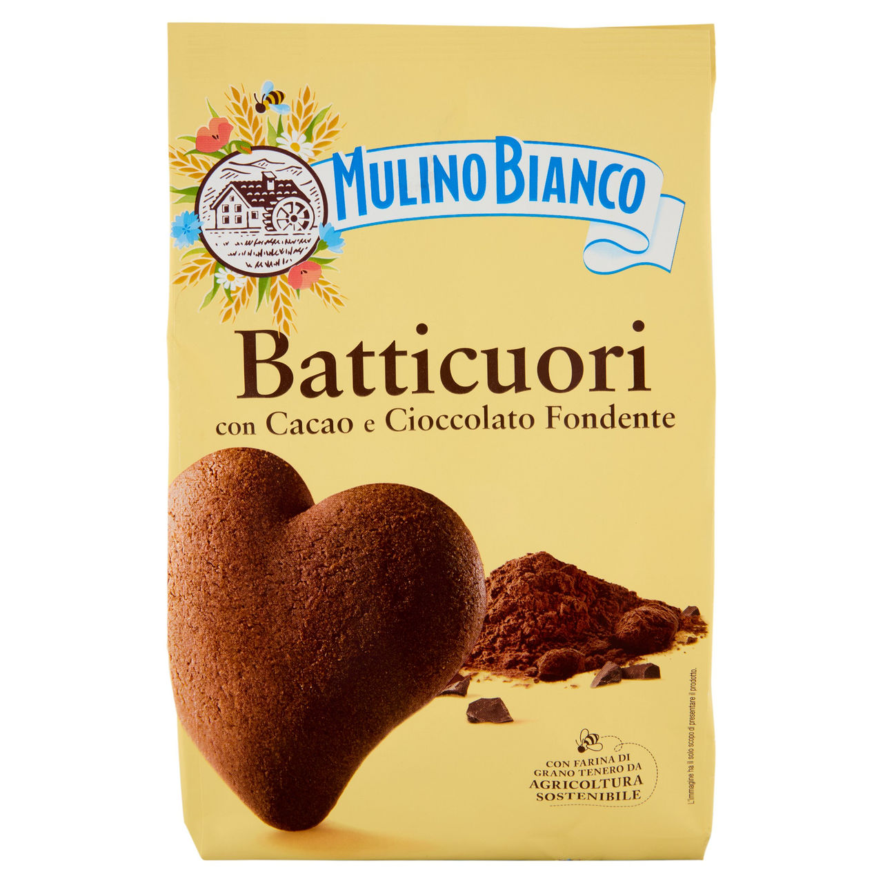 Mulino Bianco Batticuori Biscotti con Cacao e Cioccolato Fondente 350g