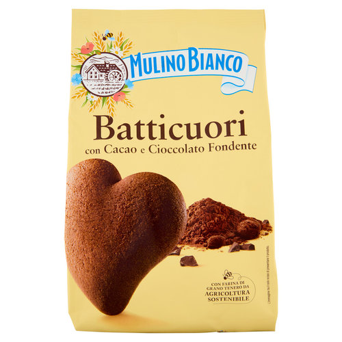 Mulino Bianco Batticuori Biscotti con Cacao e Cioccolato Fondente 350g