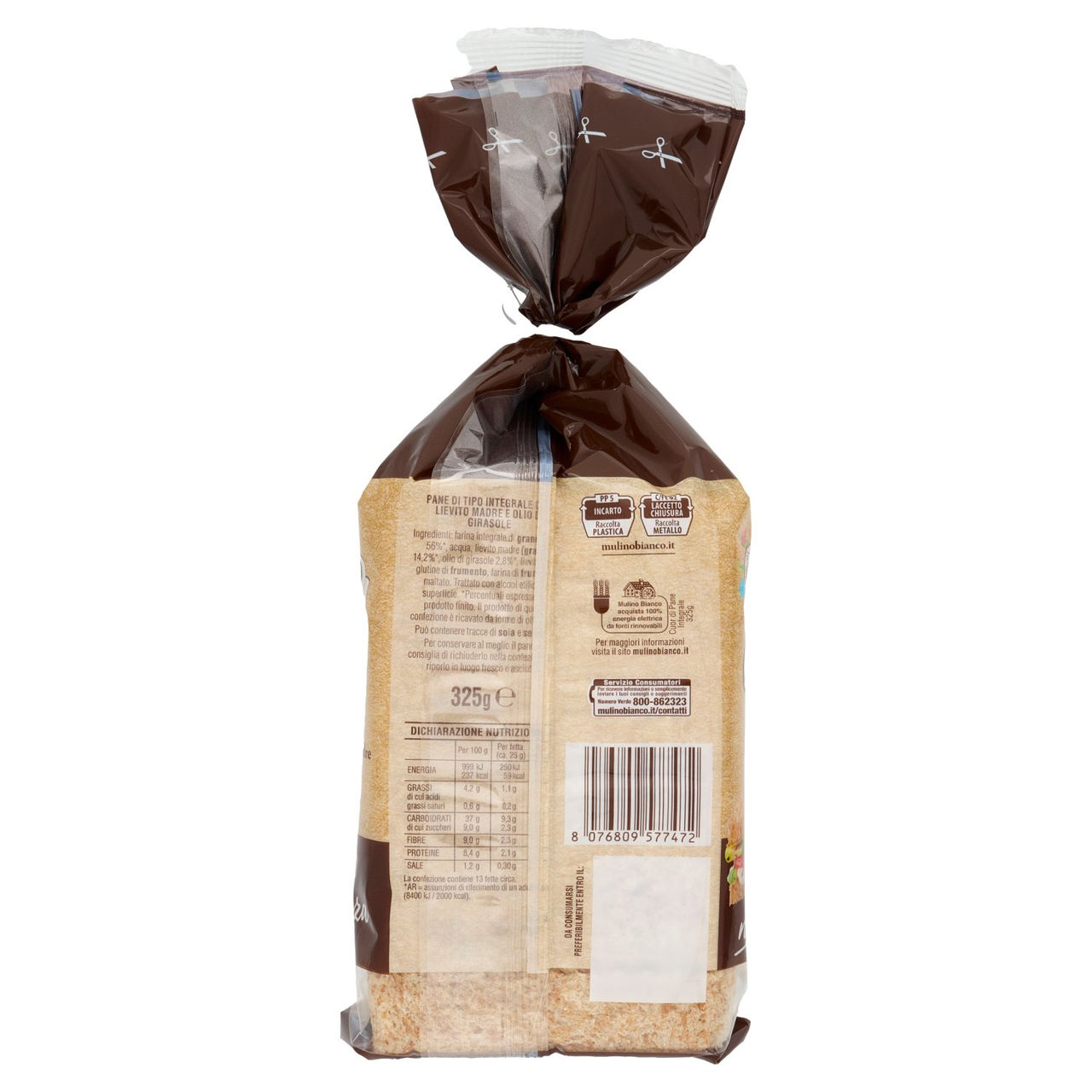 Mulino Bianco Cuor di Pane Pane Integrale Ideale per Tramezzino Nuova Morbidezza 325g