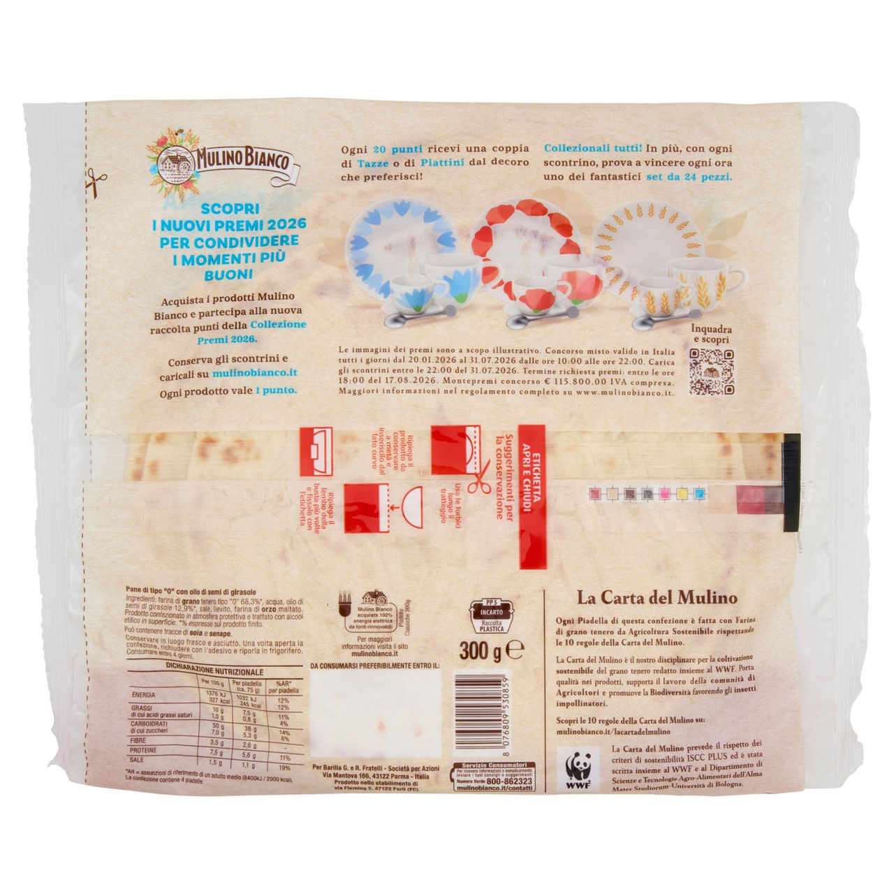 Mulino Bianco Piadelle Classiche Ideale per Piadina 4pz 300g