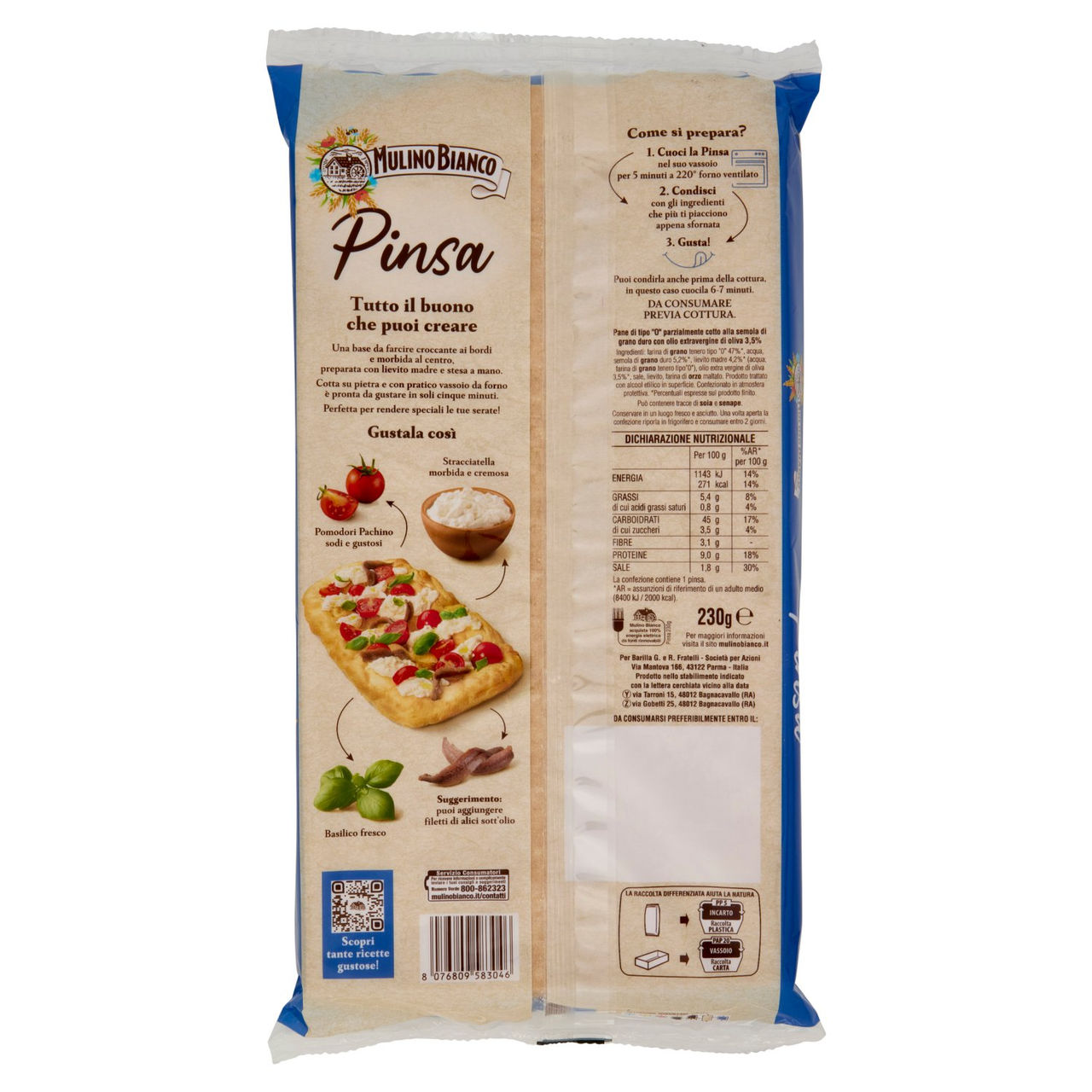 Mulino Bianco Pinsa Stesa a Mano con Lievito Madre 230g