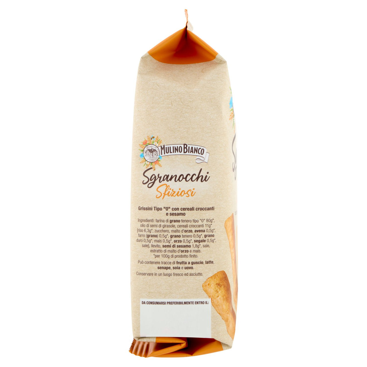 Mulino Bianco Sgranocchi Sfiziosi Grissini con Riso, Avena e Semi di Sesamo 210g