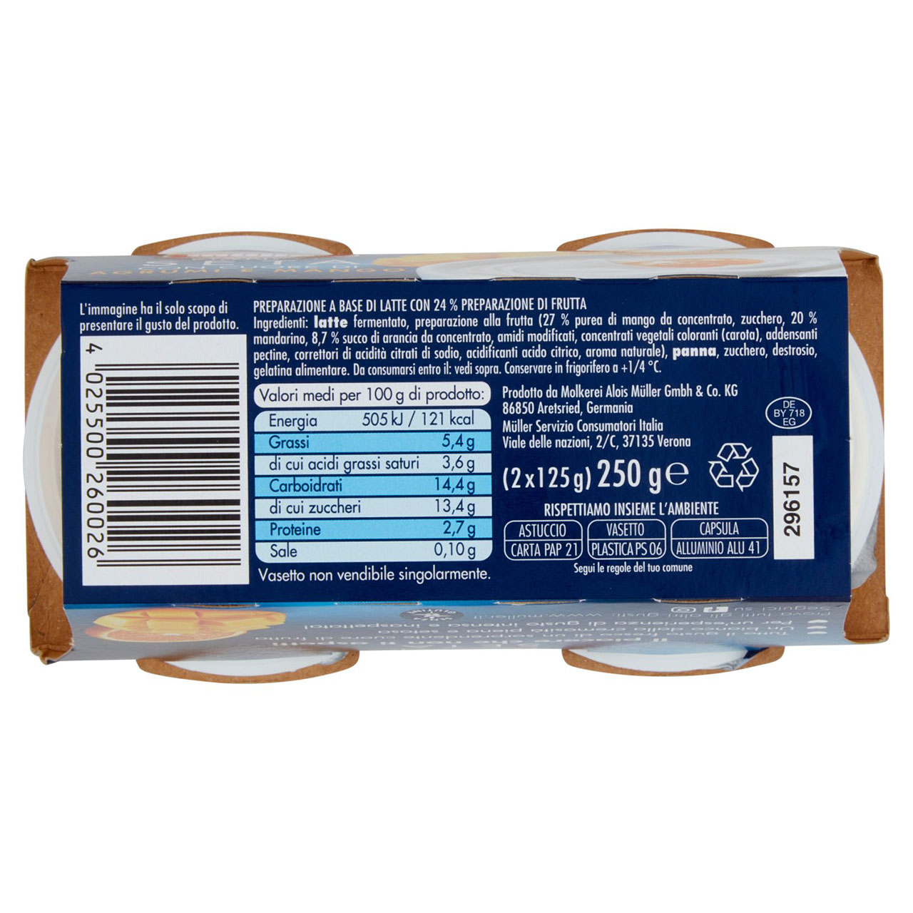 müller Bianco Seta con Cuore di Agrumi e Mango 2 x 125 g