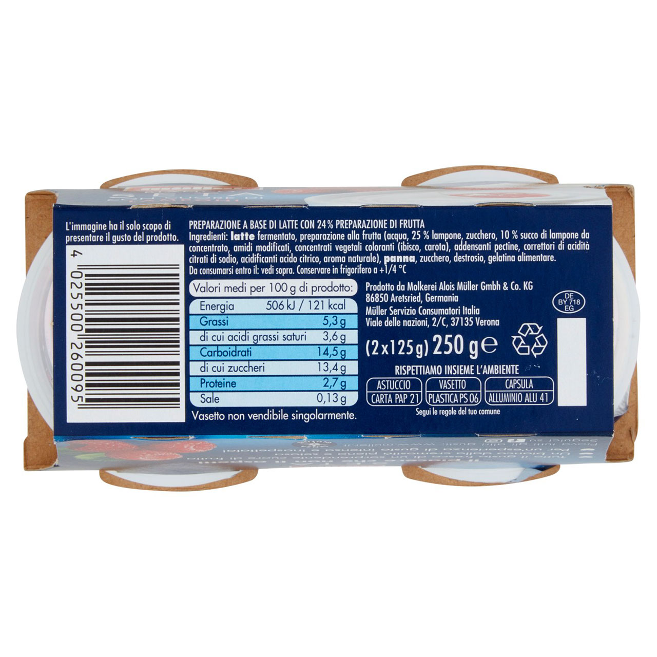 müller Bianco Seta con Cuore di Lamponi 2 x 125 g
