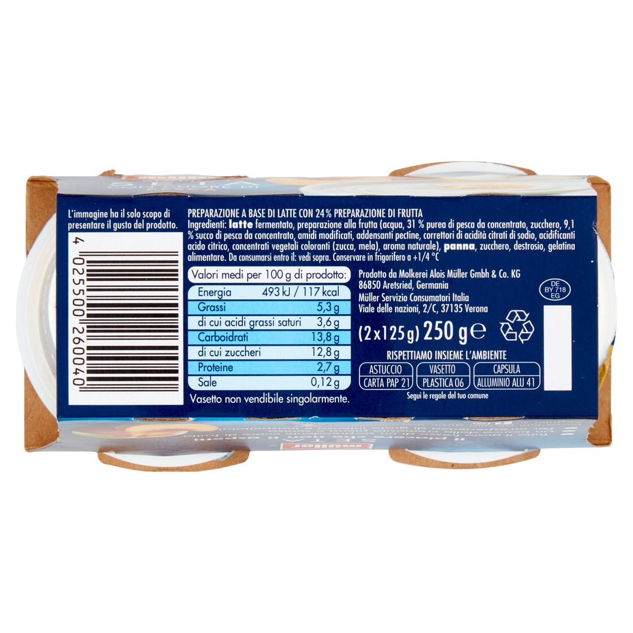 müller Bianco Seta con Cuore di Pesca 2 x 125 g