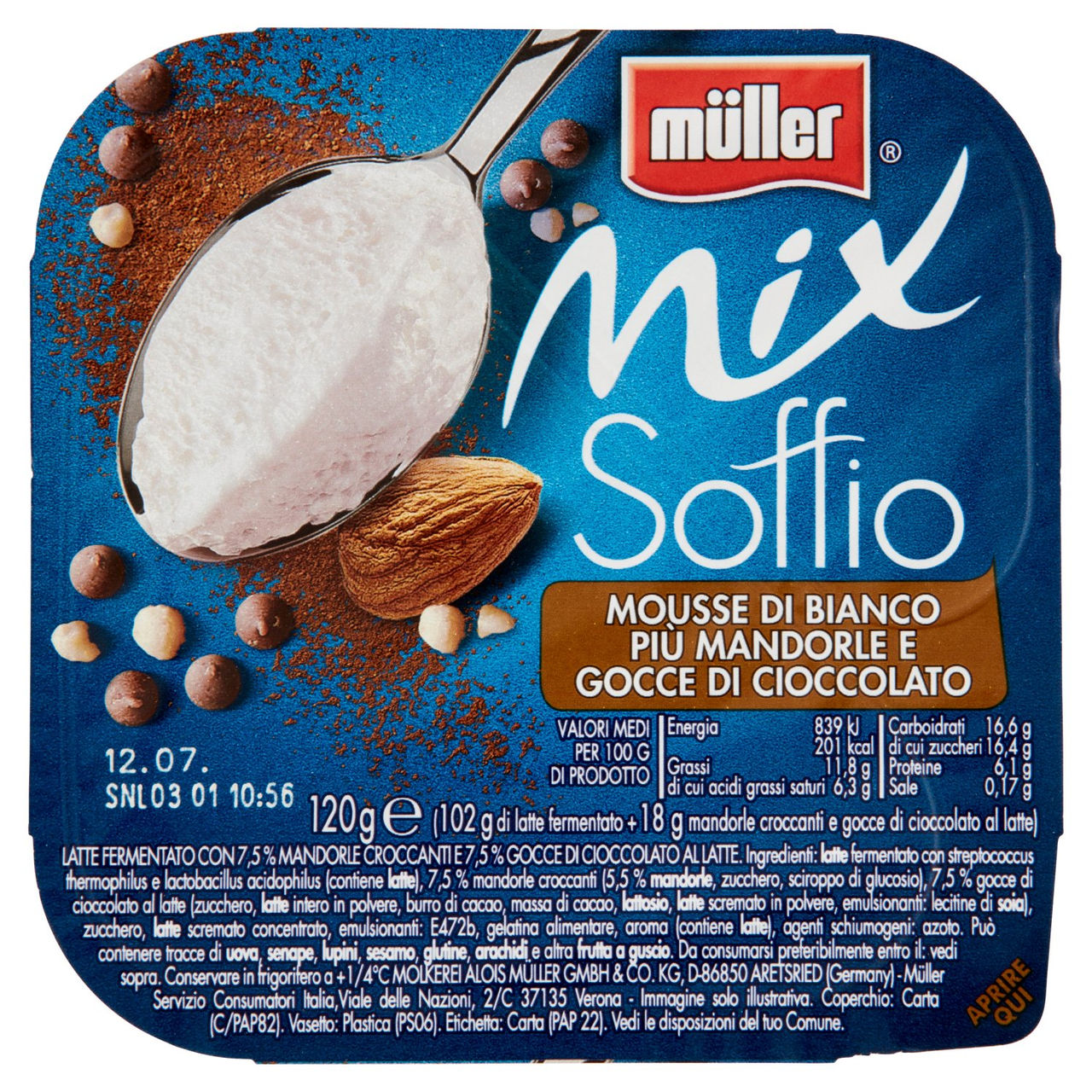 Soffio Mousse Bianco Mandorle Cioccolato Müller