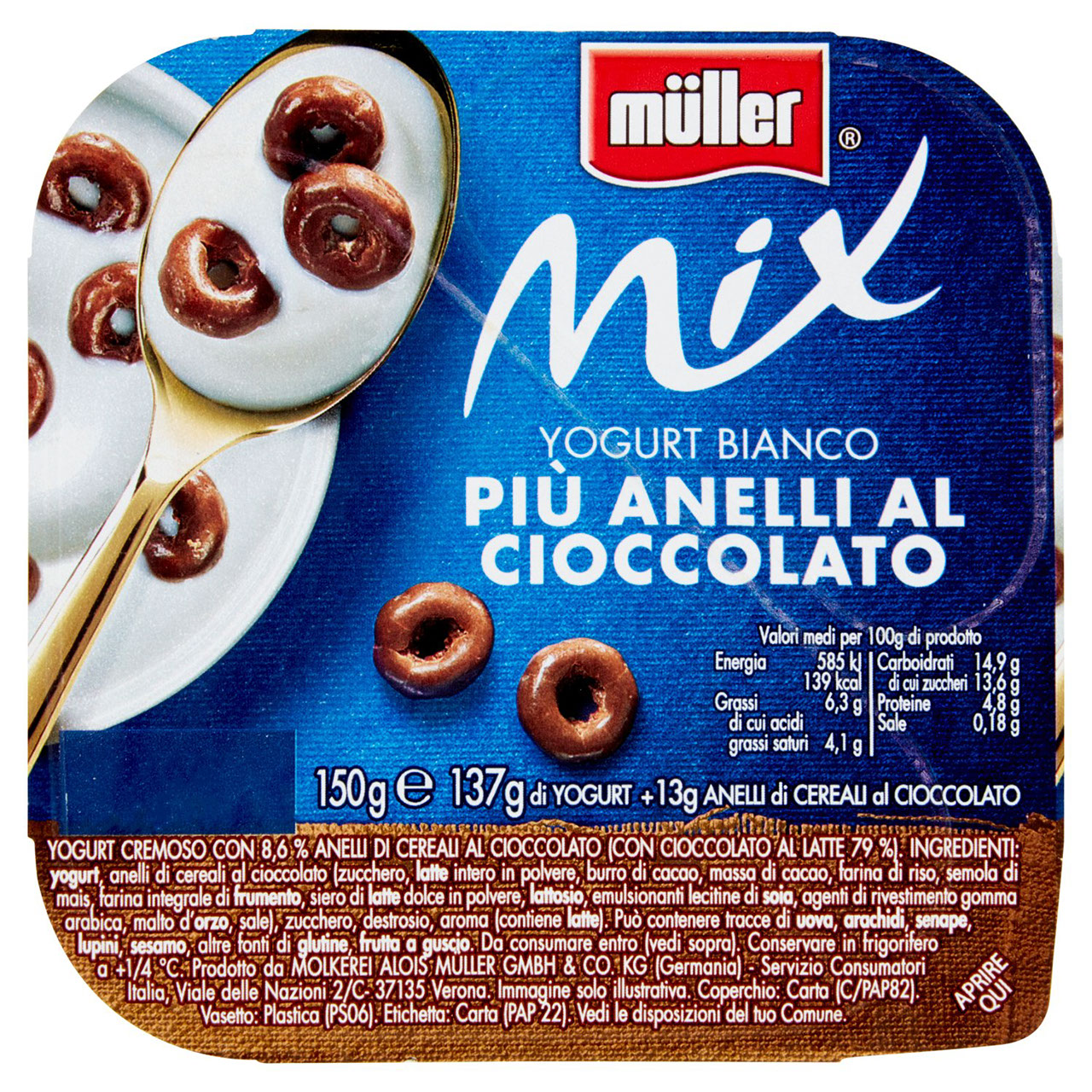 Mix Yogurt Bianco e Anelli al Cioccolato Müller