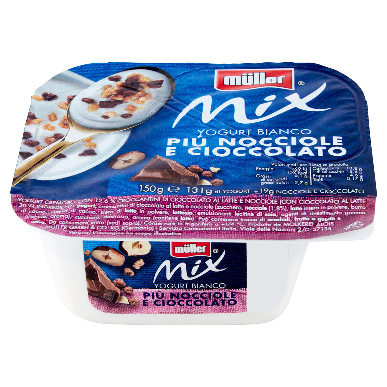 Müller Mix Yogurt Bianco Più Nocciole e Cioccolato