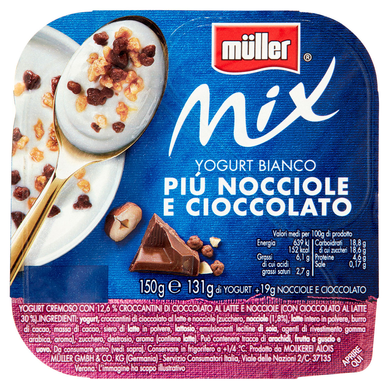 Müller Mix Yogurt Bianco Più Nocciole e Cioccolato