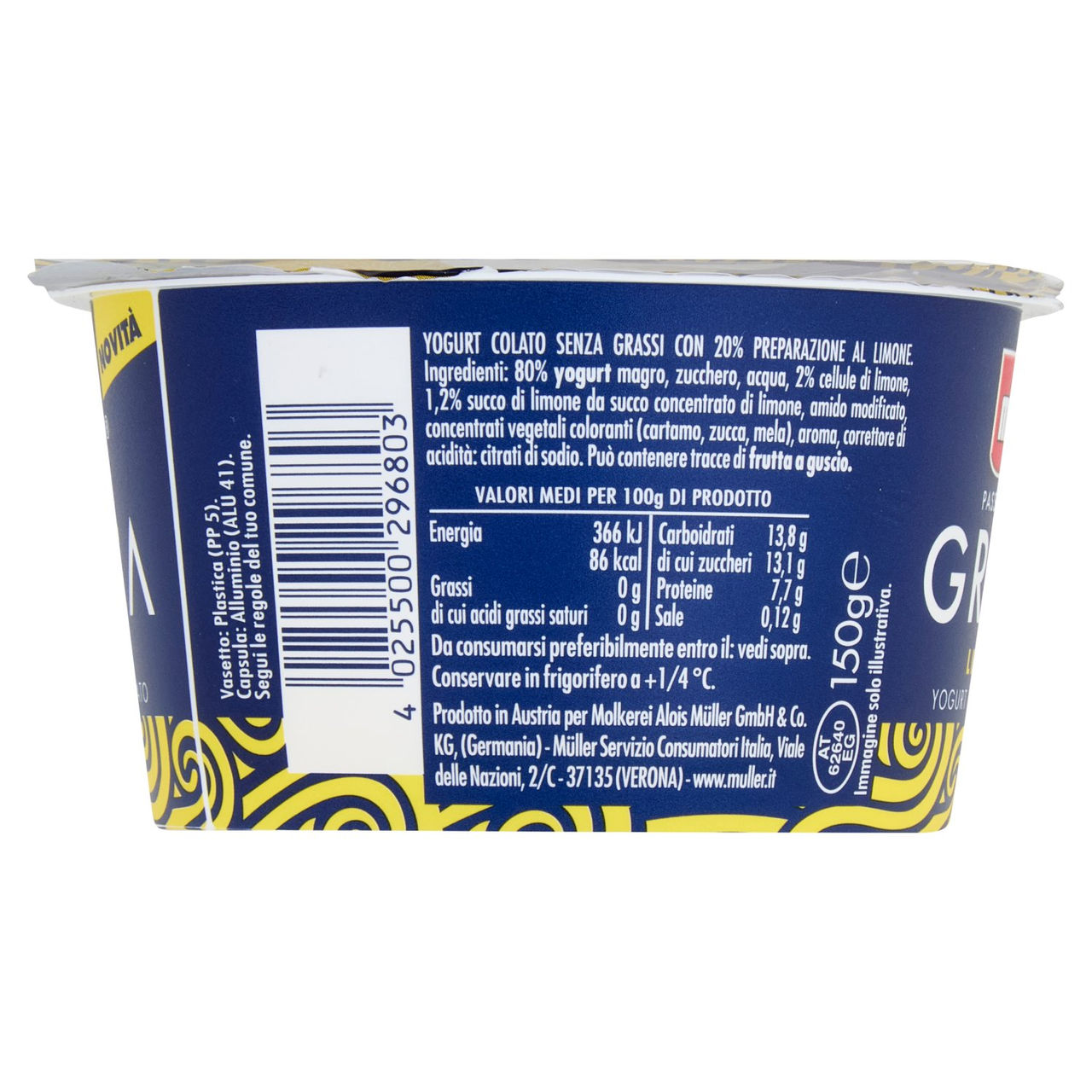 müller Passione alla Greca Limone Yogurt Magro Colato 150 g