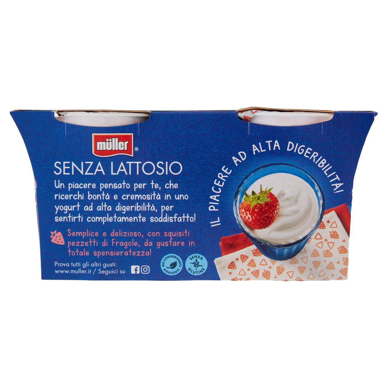 müller Senza Lattosio Yogurt Cremoso Fragola in Pezzi 2 x 125 g