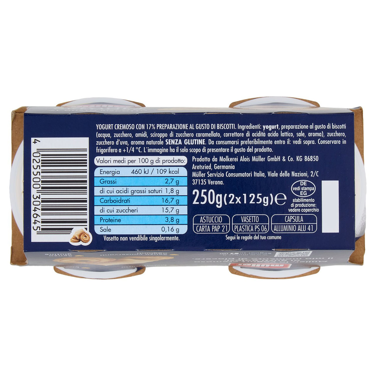 müller Yogurt Cremoso al Gusto Biscotto 2 x 125 g