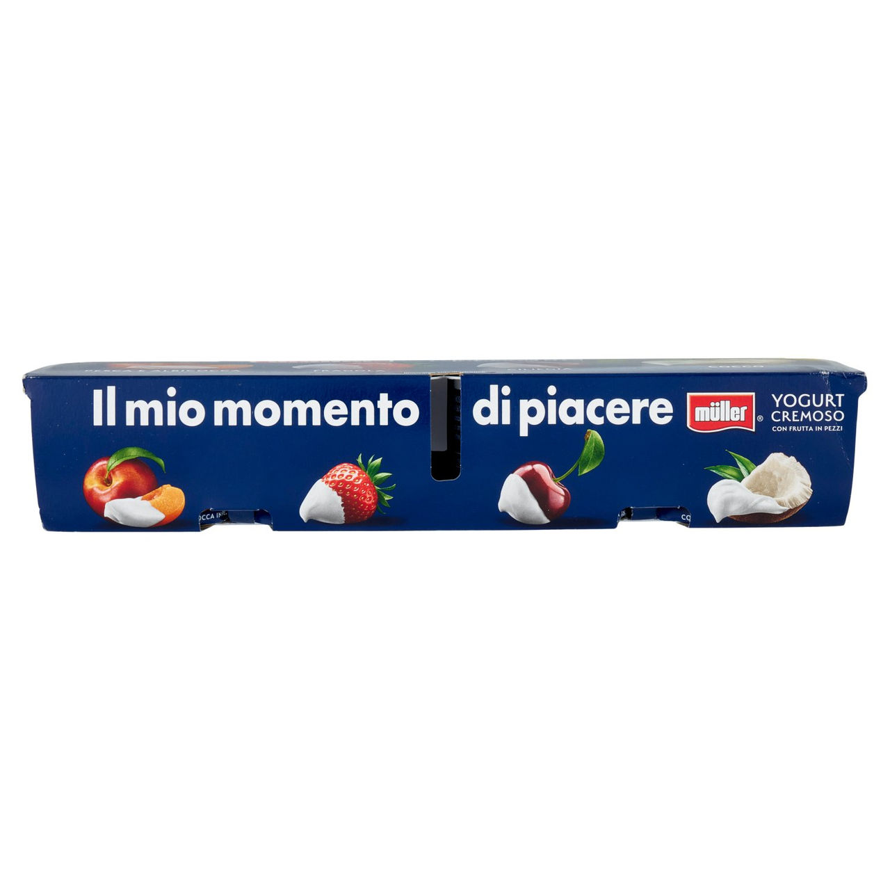 müller Yogurt Cremoso con Frutta in Pezzi Pesca e Albicocca, Fragola, Ciliegia, Cocco 8 x 125 g