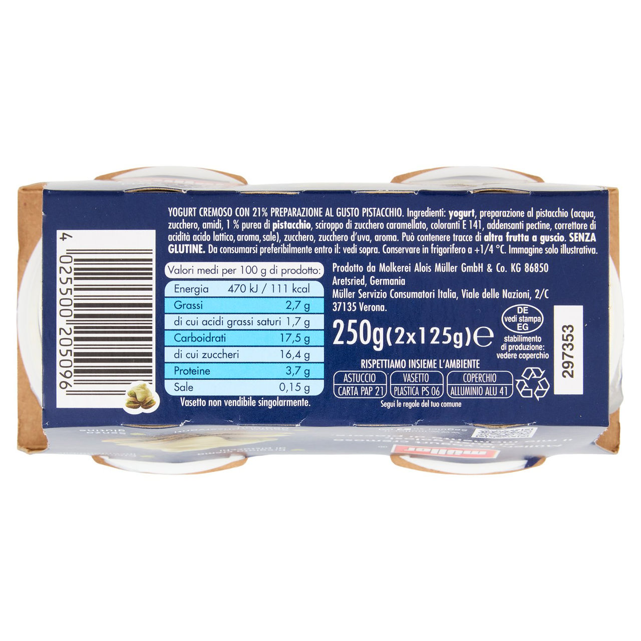 müller Yogurt Cremoso Pistacchio 2 x 125 g