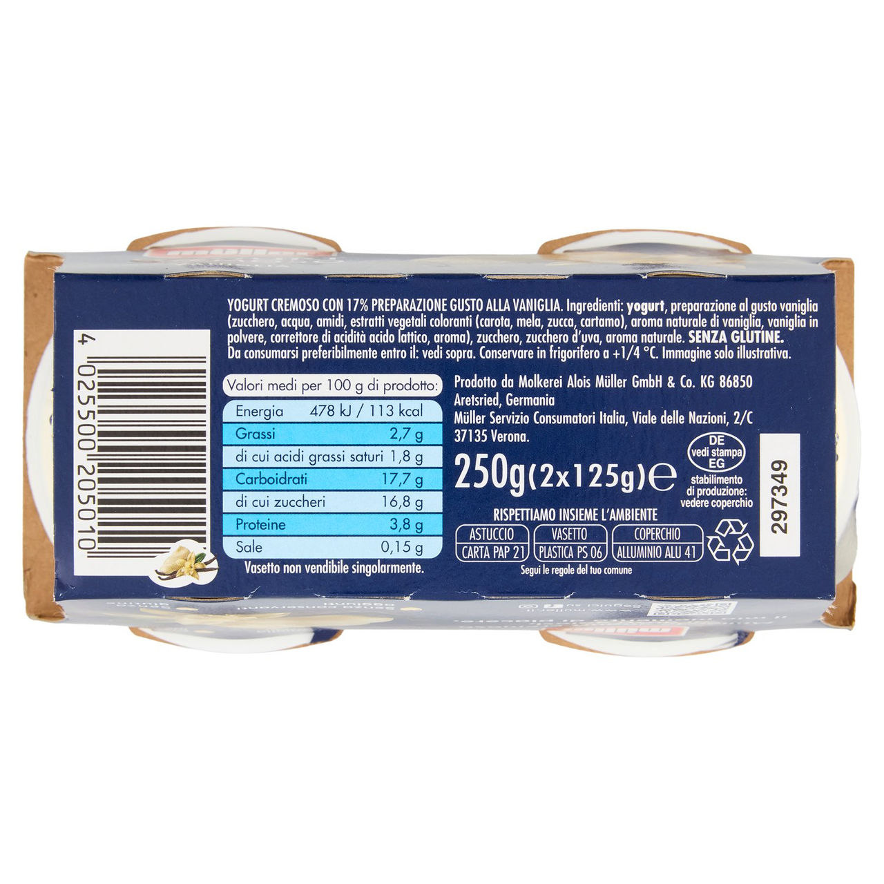 müller Yogurt Cremoso Vaniglia 2 x 125 g