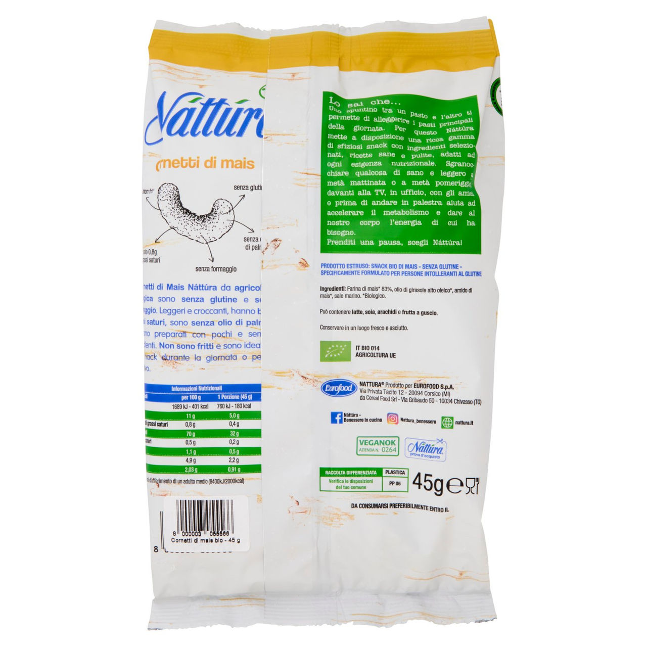Náttúra Cornetti di mais Bio 45 g