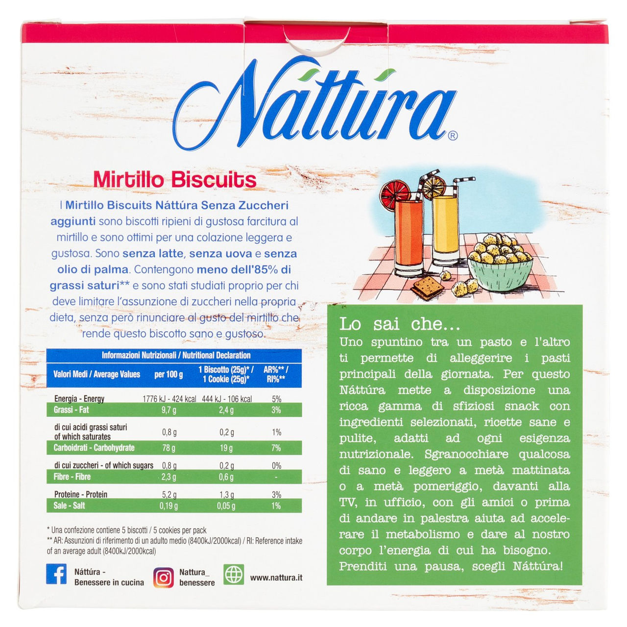 Náttúra Mirtillo Biscuits 5 x 25 g