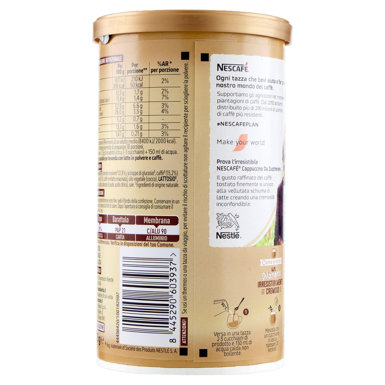 NESCAFÉ Cappuccino Da Zuccherare Solubile Barattolo 225g