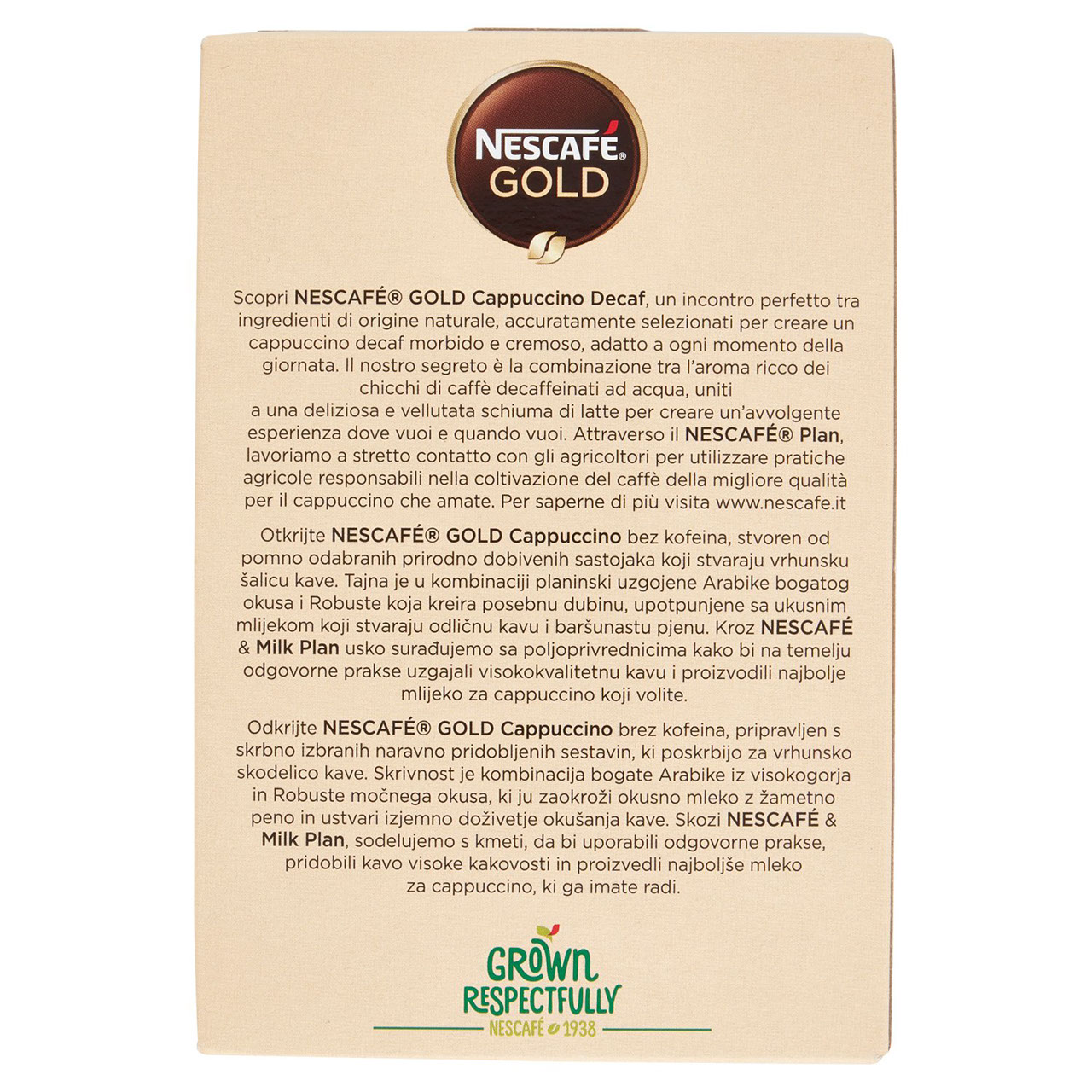 NESCAFÉ Cappuccino Decaf Solubile Decaffeinato, 10 Bustine 125g