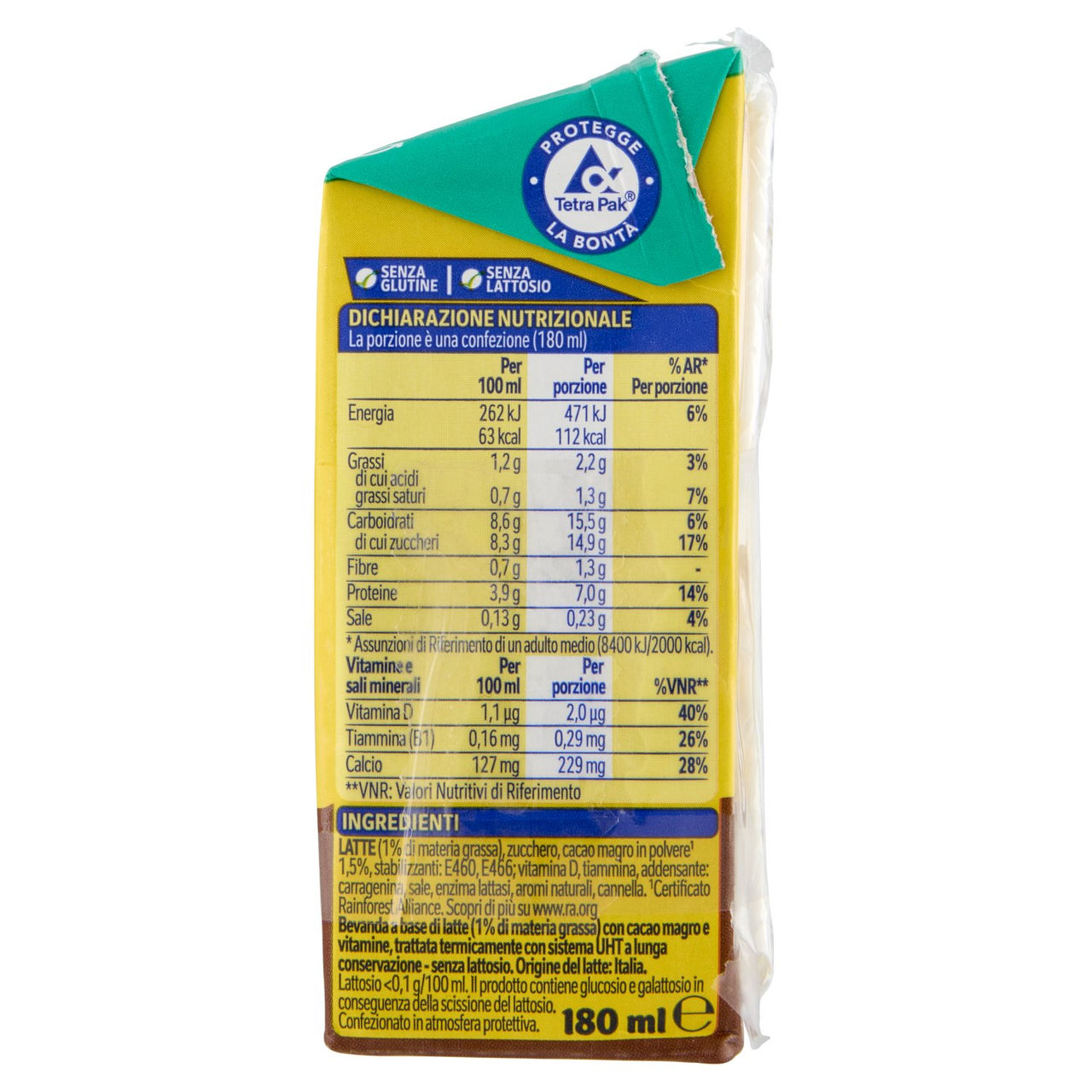 NESQUIK Pronto da Bere Senza Lattosio Latte e Cacao 3 Brick da 180ml