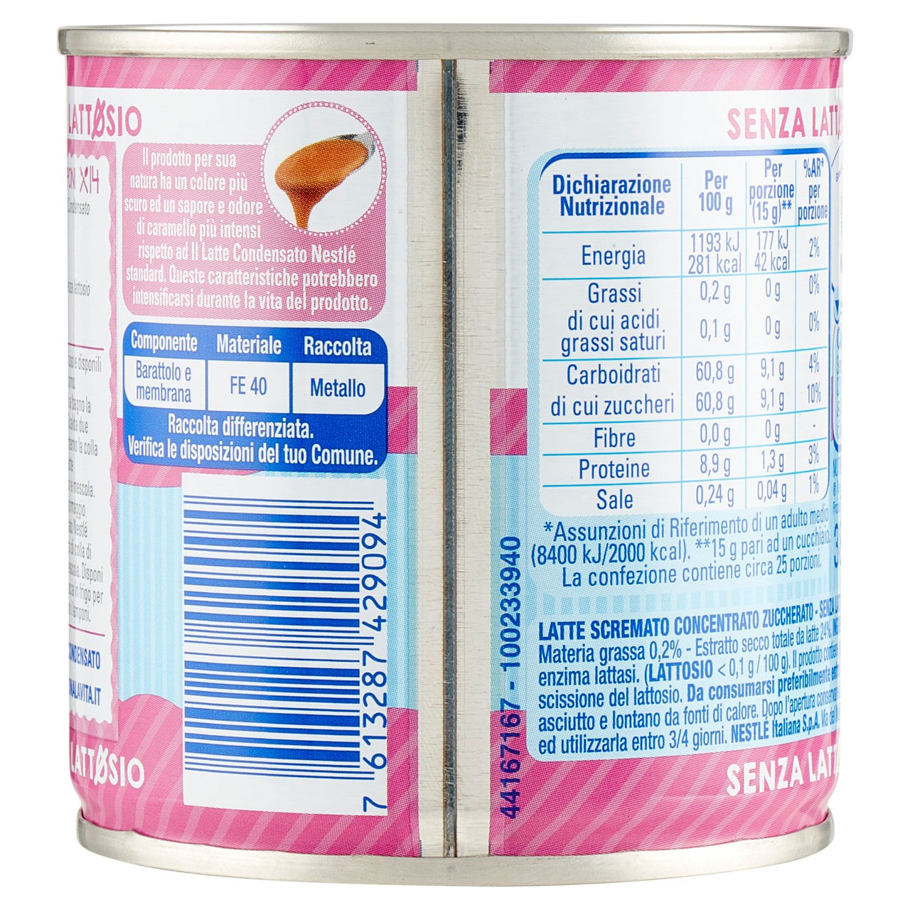 NESTLÉ il Latte Condensato Senza Lattosio Latte concentrato zuccherato senza lattosio latta 387 g