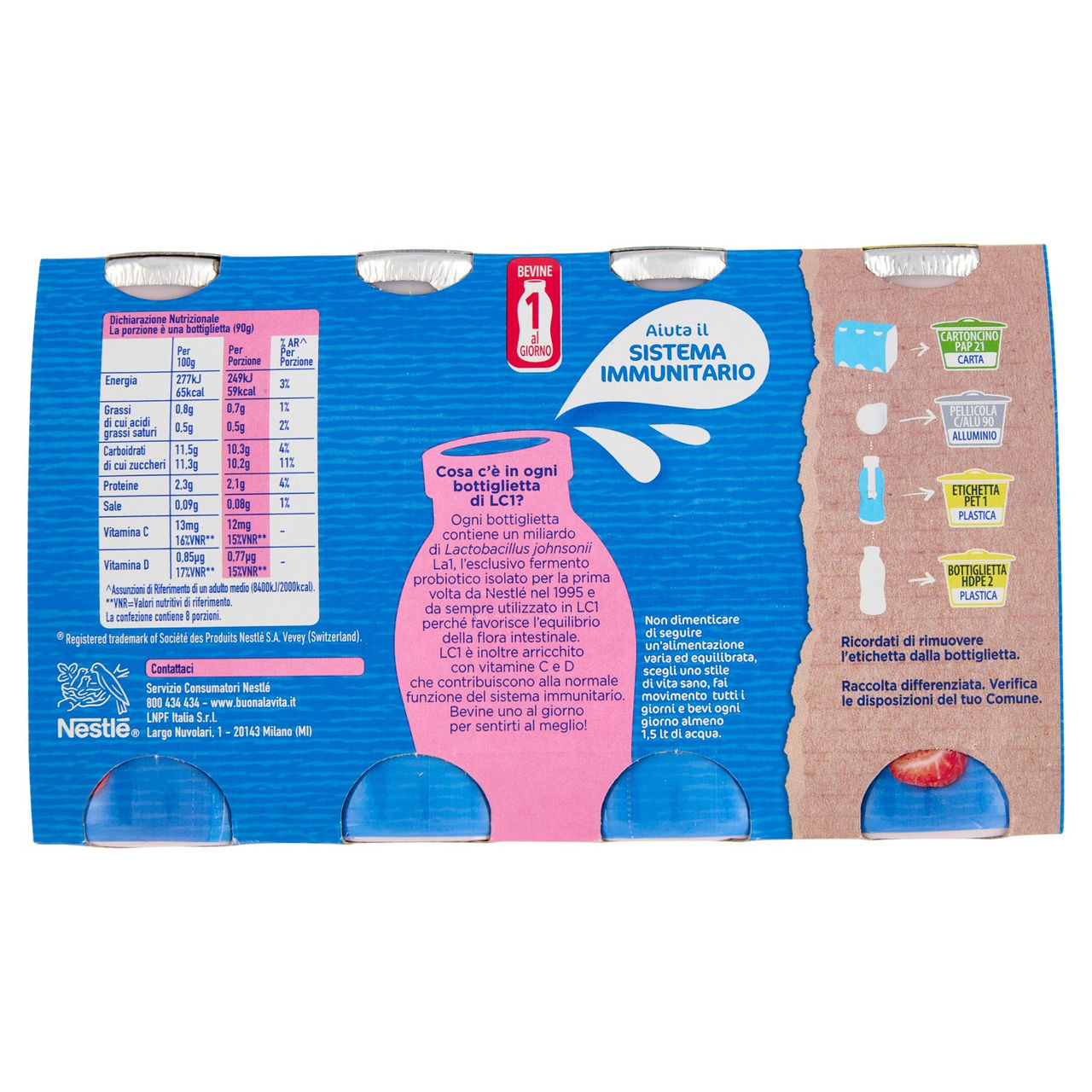 NESTLÉ LC1 con Probiotico Frutti rossi e Mirtilli 8x90g