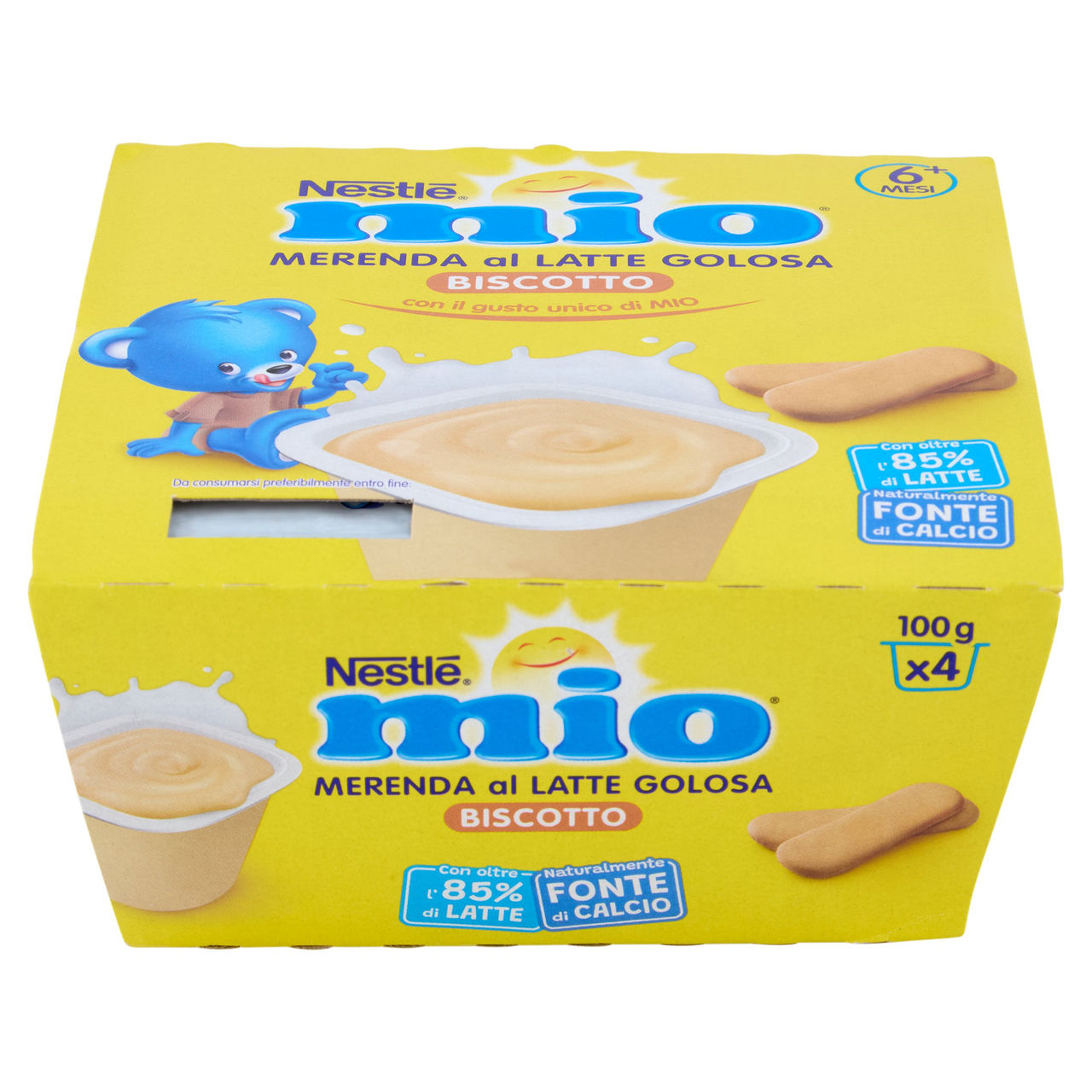 NESTLÉ MIO Merenda al Latte Biscotto 4 Vasetti da 100g