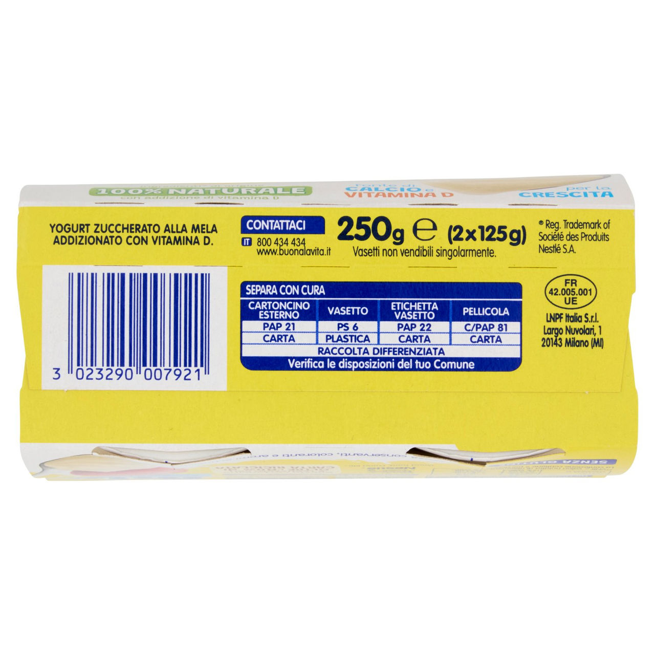 NESTLÉ MIO Yogurt Cremoso Senza Pezzi Mela 2x125g