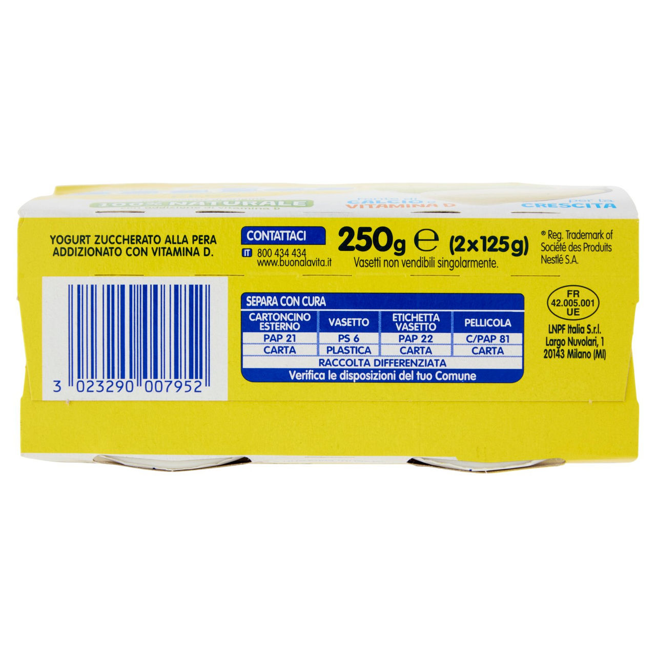 NESTLÉ MIO Yogurt Cremoso Senza Pezzi Pera 2x125g