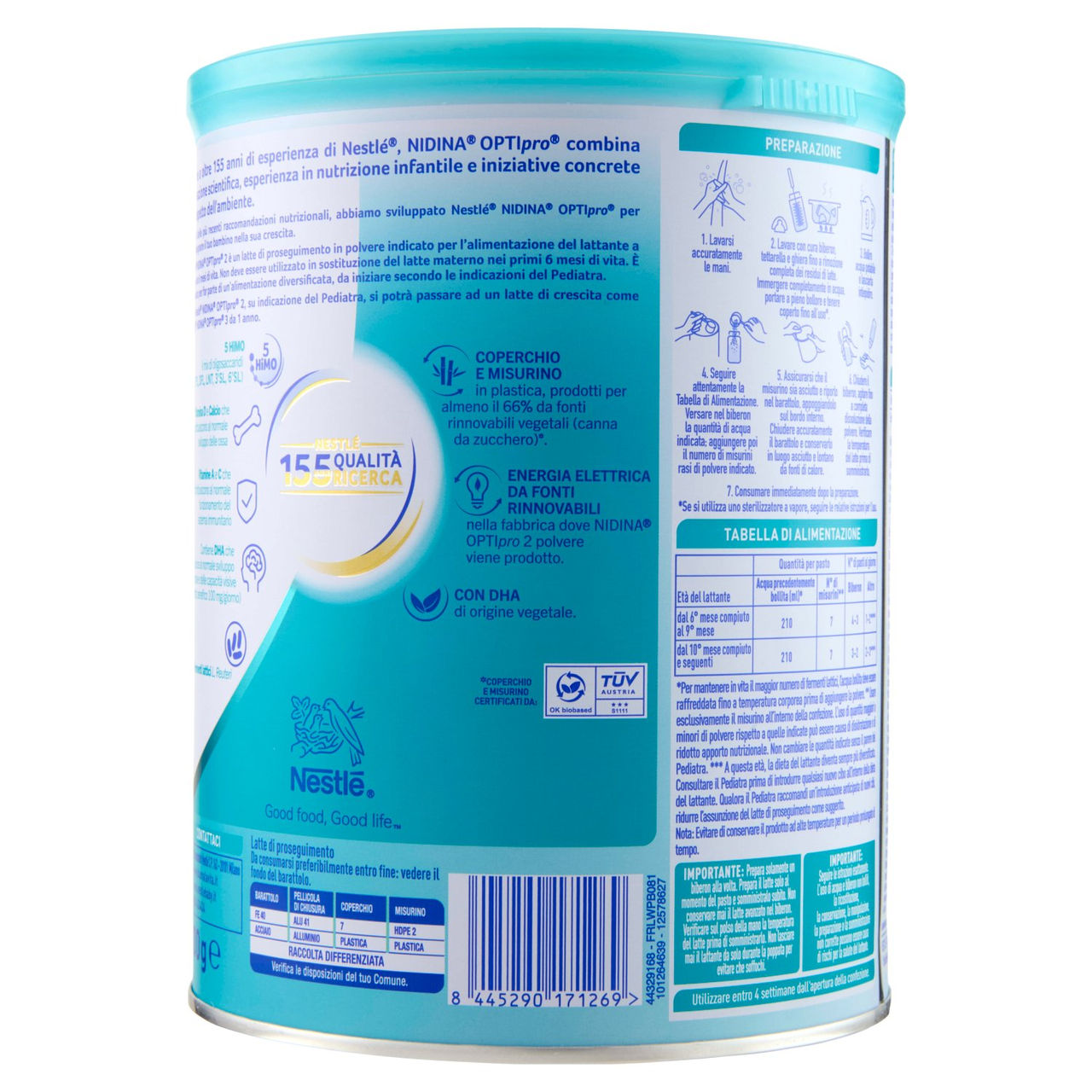 NESTLÉ NIDINA Optipro 2 Latte di proseguimento in polvere da 6 mesi Latta 800g