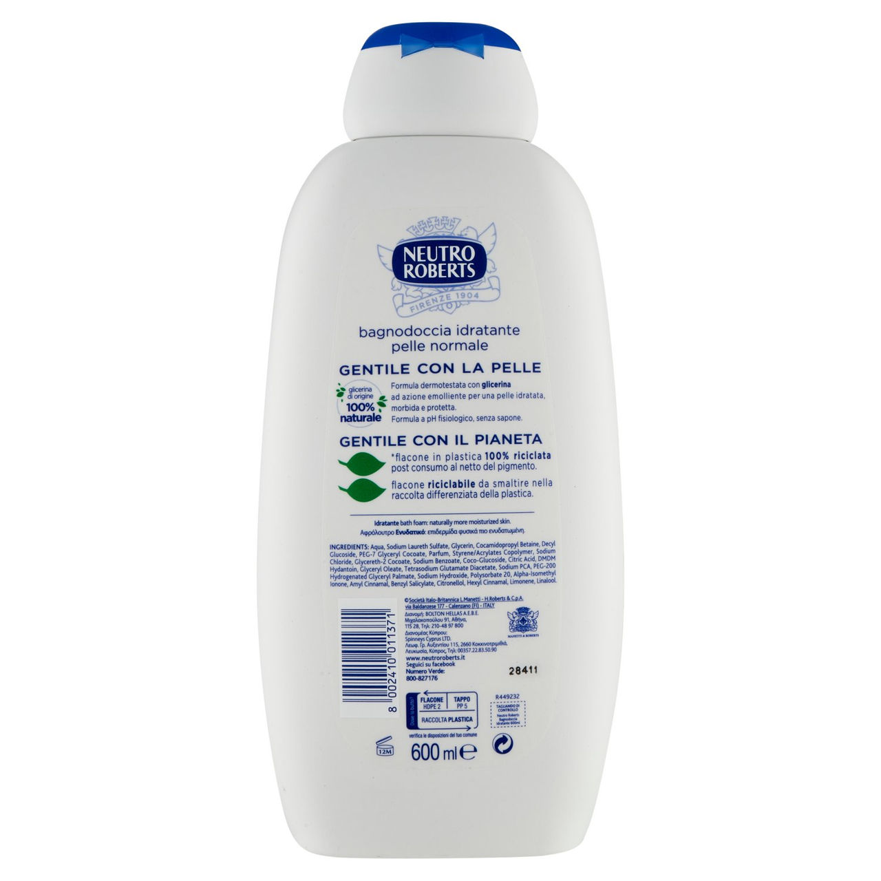 Neutro Roberts idratante con glicerina naturale Bagnodoccia 600 ml